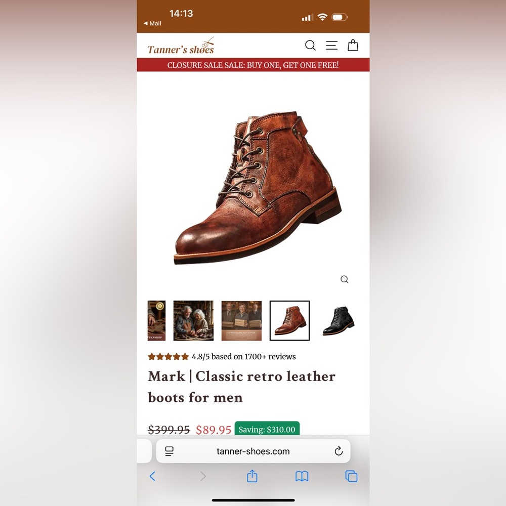 Tanner Men’s Retro Boots Men’s Size 12 NWT